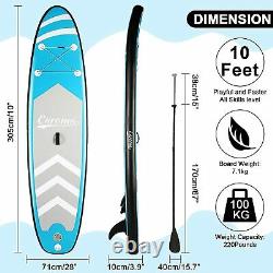 10Feet Inflatable Stand Up Paddle Board SUP Surfboard Adjustable Non-Slip Deck A
