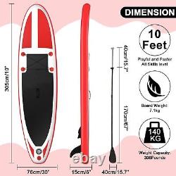 10' Inflatable Stand Up Paddle Board SUP Paddleboard Set Surfboard Surfing 140kg