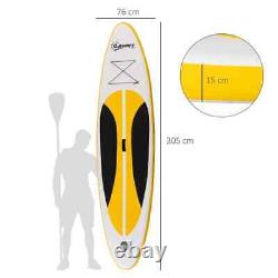 10ft Inflatable Paddle Stand Up Board Adjustable Non-Slip Accessories Yellow SUP