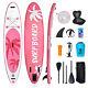 11ft Inflatable Stand Up Paddle Board Sup Surfboard Complete Kit Kayak Seat Pink