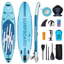 11FT Paddle Board Inflatable Stand Up Complete Kit SUP Surfboard Kayak Seat Blue