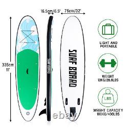 11FT Stand Up Paddle Board Inflatable SUP Complete Kit Kayak Seat Pump Green