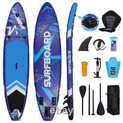 11FT Stand Up Paddle Board Inflatable SUP Surfboard Kayak Seat Complete Kit Blue