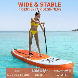 11FT Stand Up Paddle Board Inflatable SUP Surfboard with Complete Kit Kayak Seat
