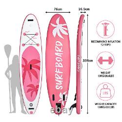 11FT Stand Up Paddle Board Inflatable SUP Surfboard with Complete Kit Seat Pink
