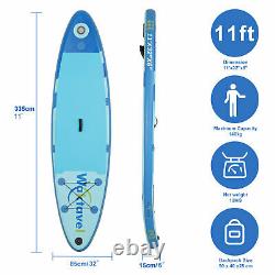 11'ft Inflatable Stand Up Paddle Board SUP Surfboard Complete Kit Package Blue
