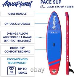 AQUAPLANET Inflatable Stand Up Paddle Board Kit Pace 10.6 Foot Ideal for &