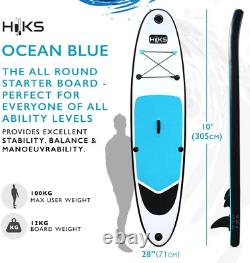 HIKS SUP Inflatable Stand Up Paddle Board Set Inc Paddle, Pump, Backpack & Leash