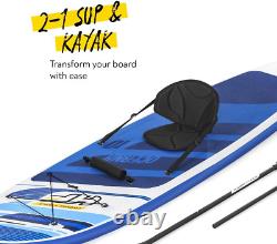 Hydro-Force SUP, Inflatable Stand Up Paddle Board, Complete Set with Kayak Kit