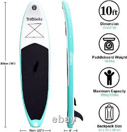 Triclicks Inflatable Stand Up Paddle Board SUP Inflatable Paddle Board 10ft Kit