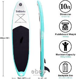 Triclicks Inflatable Stand Up Paddle Board SUP Inflatable Paddle Board 10ft Kit