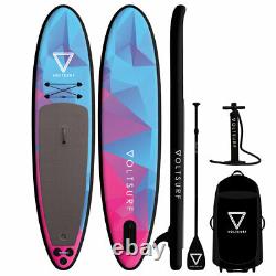 VoltSurf 11 Foot Rover Inflatable SUP Stand Up Paddle Board Kit with Pump, Black