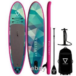 VoltSurf 11 Foot Rover Inflatable SUP Stand Up Paddle Board Kit with Pump, Pink