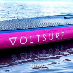 VoltSurf 11 Foot Rover Inflatable SUP Stand Up Paddle Board Kit with Pump, Pink