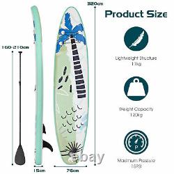 10.5ft Gonflable Stand Up Paddle Board Sup Surfboard Réglable Antidérapant Avec Pompe