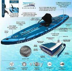 10'6 Stand Up Paddle Board Gonflable Sup Barracuda Blue Avec Siège Kayak & Kit