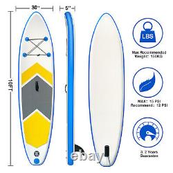 10ft Paddle Board Stand Up Sup Gonflable Kayak Surfing Surfboard Avec Pompe À Bagages Royaume-uni