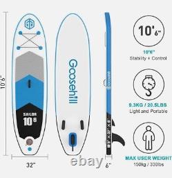 Goosehill 10 6 Planche de Paddle Gonflable Premium - Pack Complet