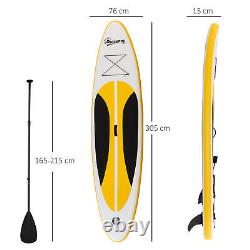 Outsunny 10 pieds Planche de paddle gonflable, Rame réglable, Pont antidérapant
