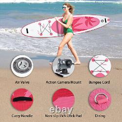 Planche à pagaie gonflable rose de 11 pieds avec kit complet de surf SUP et siège de kayak