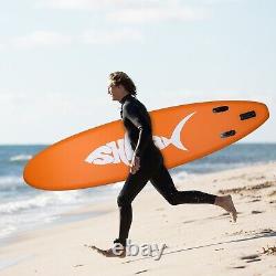Planche à pagaie orange de 11 pieds gonflable pour la pratique du surf debout SUP avec siège de kayak et pompe
