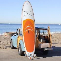 Planche à rame gonflable SUP de 11 pieds avec siège de kayak, couleur orange, grande taille.