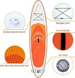 Planche à rame gonflable SUP de 11 pieds avec siège de kayak, couleur orange, grande taille.