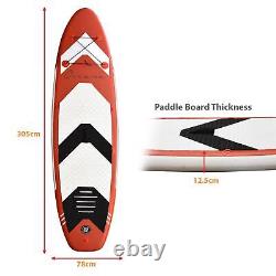 Planche de paddle gonflable 10 pieds avec accessoires durables, sac de transport inclus, couleur rouge