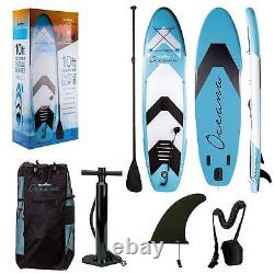 Planche de paddle gonflable Oceana 10FT avec kit de surf, pont antidérapant, couleur bleue.