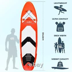 Planche de paddle gonflable Oceana 10FT avec kit, planche de surf avec pont antidérapant en rouge.
