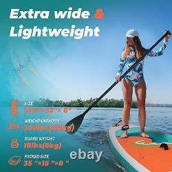 Planche de paddle gonflable Overmont Stand Up Paddle Board pour adultes, 323x84x15cm & avec ajustements