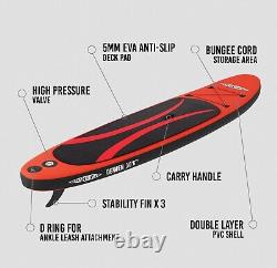 Planche de paddle gonflable SUP Conwy 10'6 Stand Up Rouge avec pagaie, pompe et kit de réparation