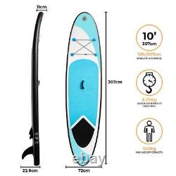 Planche de paddle gonflable Stand Up de 10 pieds pour les sports nautiques, sac de surfboard, pompe et rame.