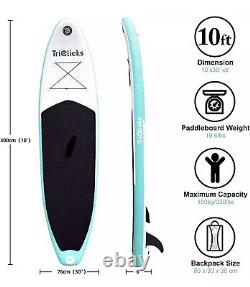 Planche de paddle gonflable Triclicks Stand Up (SUP) bleue et blanche