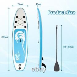 Planche de paddle gonflable de 10 pieds avec support de surf, pont antidérapant et accessoires SUP