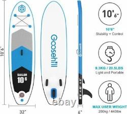 Planche de paddle gonflable premium Goosehill Sup Package, longueur de 10 pieds, largeur de 32 pouces, épaisseur de 6 pouces.