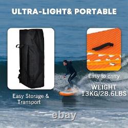 Planche de surf gonflable de 11 pieds avec kit complet de pagaie de surf, en orange.