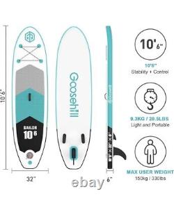 Traduisez ce titre en français : Planche de paddle gonflable Goosehill, ensemble SUP haut de gamme, longueur de 10 pieds, 32 pouces.